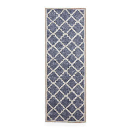 Coral Blue Modern Washable Rug Runner