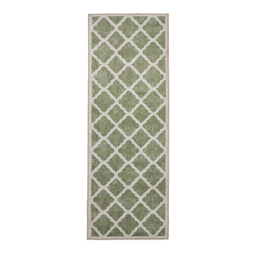 Coral Green Modern Washable Rug Runner