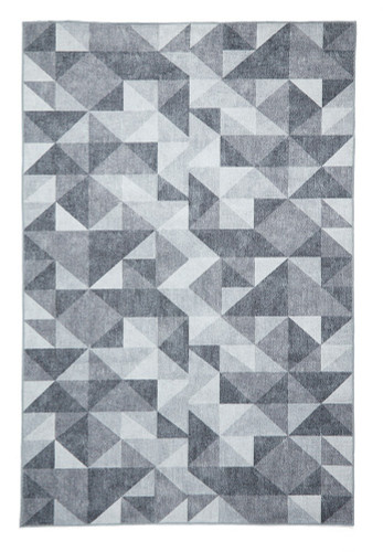 Coral Grey Geometric Washable Rug