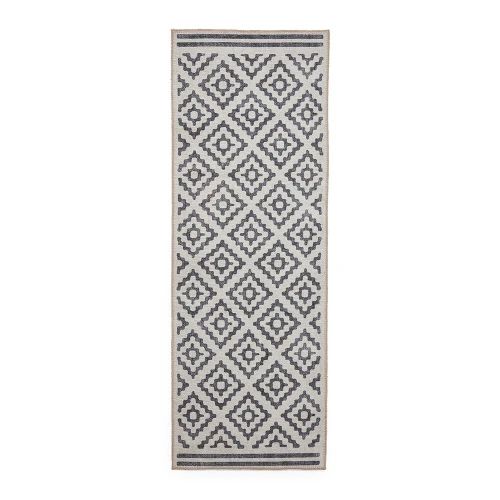 Coral Grey Modern Diamonds Washable Rug Runner