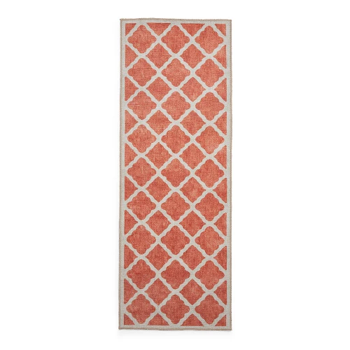 Coral Orange Modern Washable Rug Runner