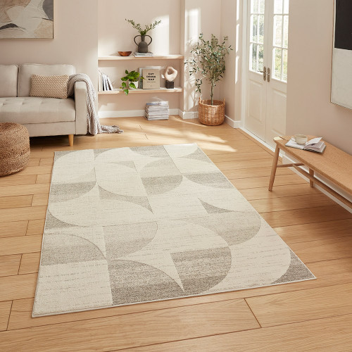 Elio Beige Modern Geometric Abstract Rug