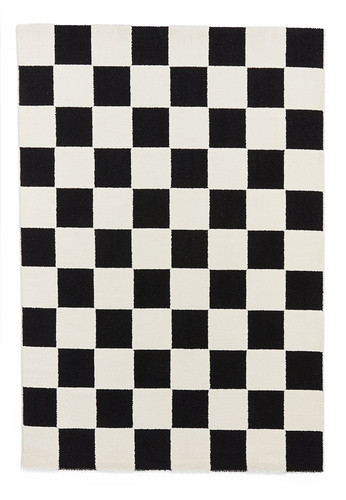 Elio Black White Modern Checker Rug