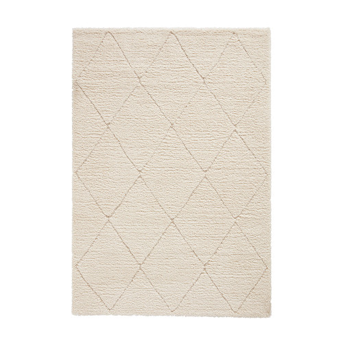 Ideal Shaggy Cream Berber Diamond Rug