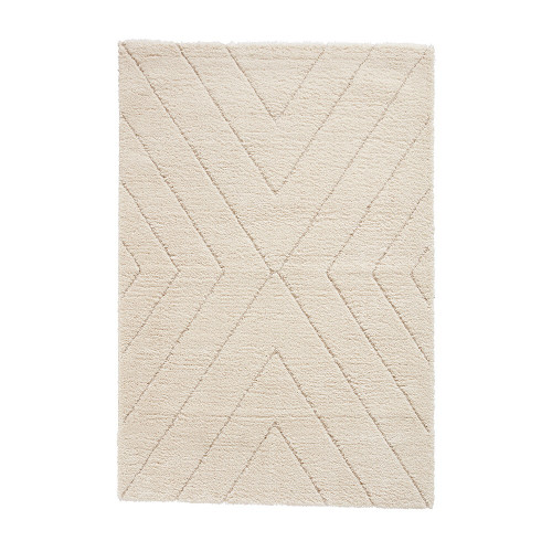 Ideal Shaggy Cream Berber Geo Rug