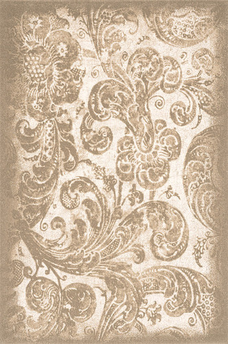 V&A Tempo Natural Damask Beige Floral Rug