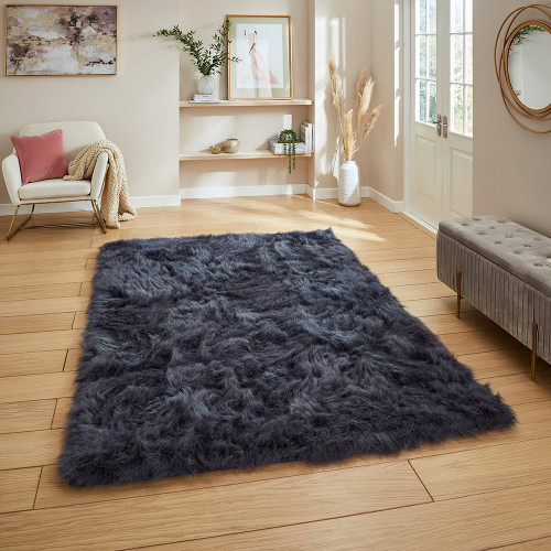 Polar Plush Navy Soft Shaggy Rug