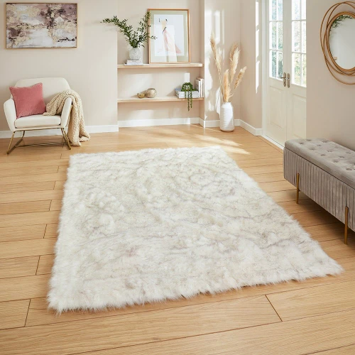 Polar Plush White Grey Soft Shaggy Rug
