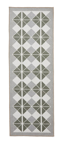 Victoria Grey Green Modern Diamonds Washable Rug Runner