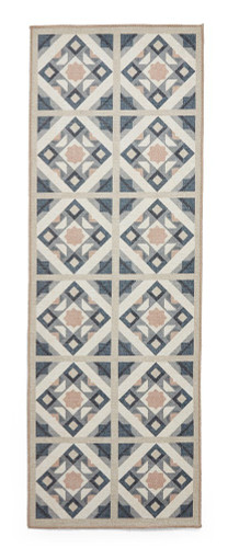Victoria Grey Orange Diamonds Geo Washable Rug Runner