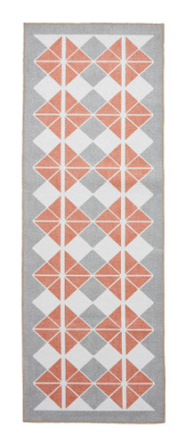 Victoria Grey Orange Modern Diamonds Washable Rug