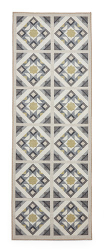 Victoria Grey Yellow Diamonds Geo Washable Rug