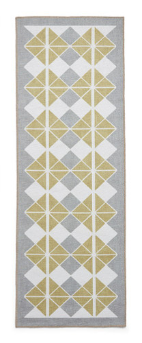Victoria Grey Yellow Modern Diamonds Washable Rug Runner