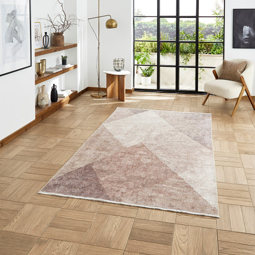 Whisper Beige Brown Modern Washable Rug Runner