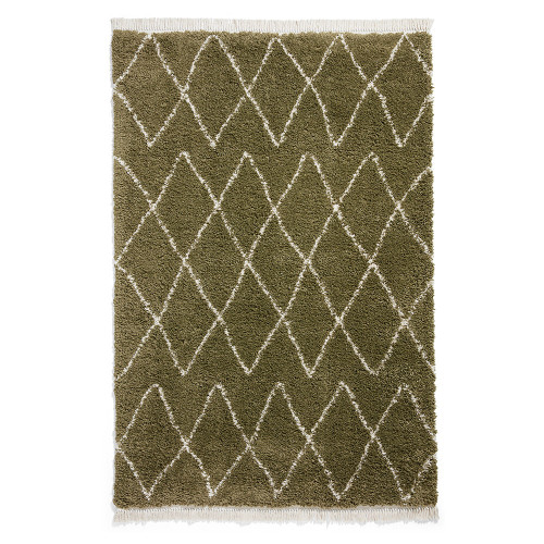 Boho 8280 Green Berber Shaggy Moroccan Rug Runner