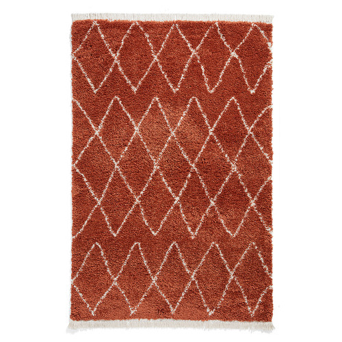 Boho 8280 Rust Berber Shaggy Moroccan Rug