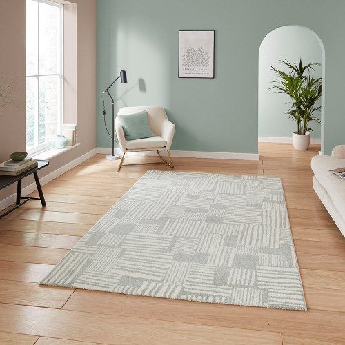 Catherine Lansfield Blocks Abstract Sage Green Rug