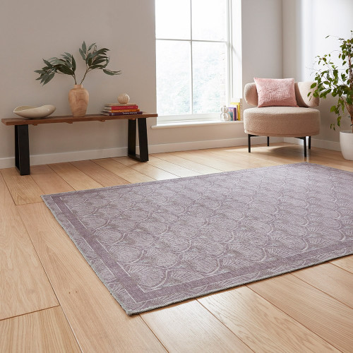 Catherine Lansfield Deco Peacock Washable Lilac Rug Runner