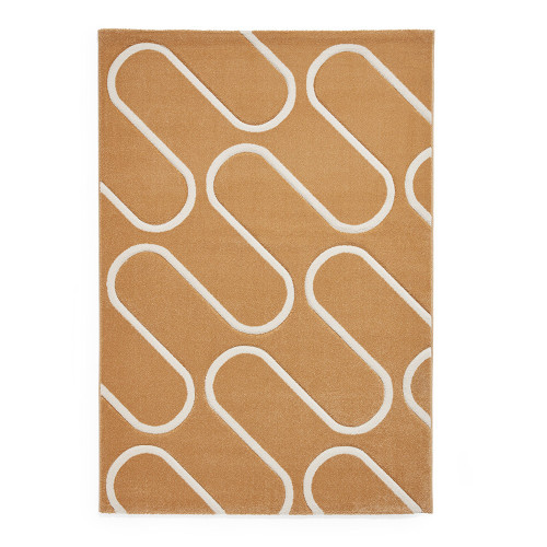 Catherine Lansfield Linear Curve Modern Geometric Ochre Rug