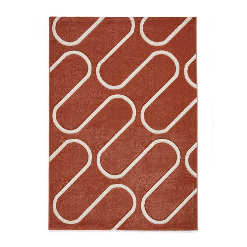 Catherine Lansfield Linear Curve Modern Geometric Terracotta Rug