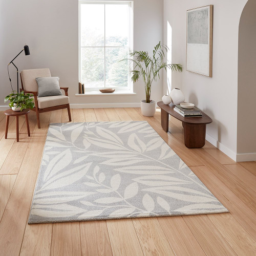 Catherine Lansfield Sorral Leaves Botanica Grey Rug