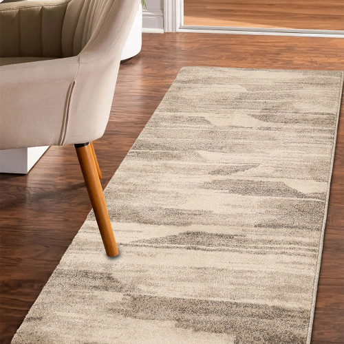 Freya Abstract Natural Rug Runner in a room