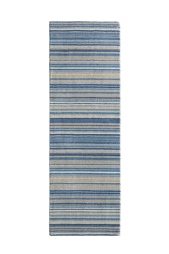 Origins Fine Stripes Blue Beige Striped Wool Rug Runner