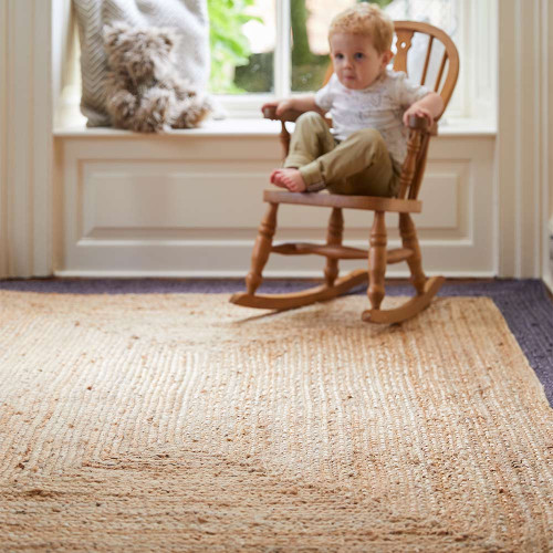 Origins Jute Border Grey Natural Rug Runner