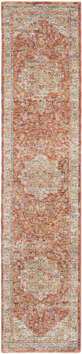 Sahar Traditional Silk Look Rug Ivory Multicolour Runner