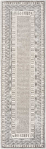 Glitz GLZ07 Silky Two Tone Thin Rug in Silver Runner