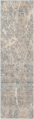 Exhale Abstract Modern Rug EXL02 Beige Blue Runner