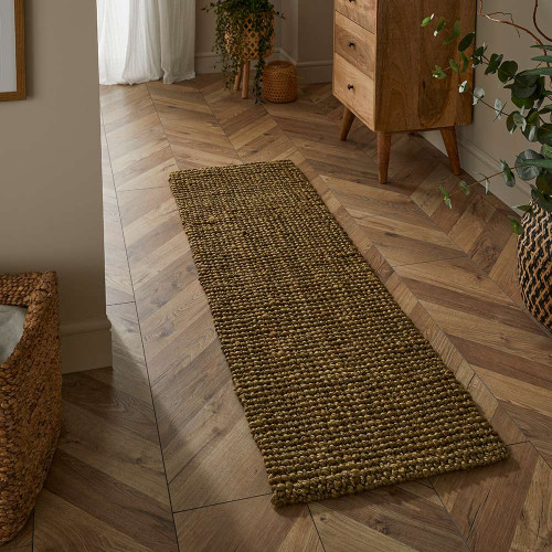 Whitefield Olive Brown Handwoven Boucle Rug Runner