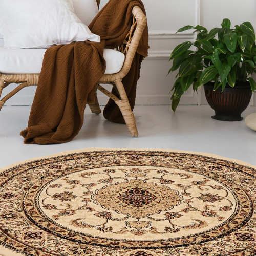 Victoria Traditional Cream Circle Rug