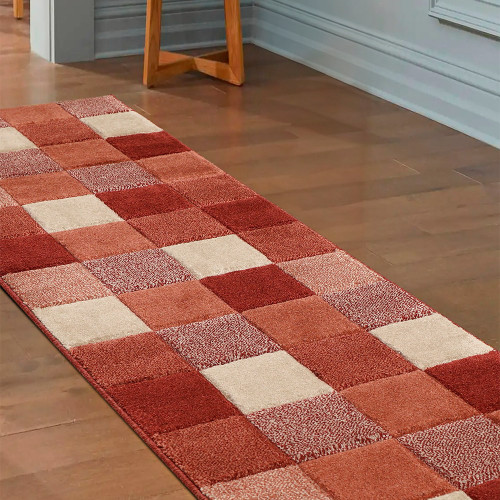 Newport Blocks Terracotta Rug Runner