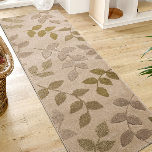 Newport Leaf Green Rug Runner