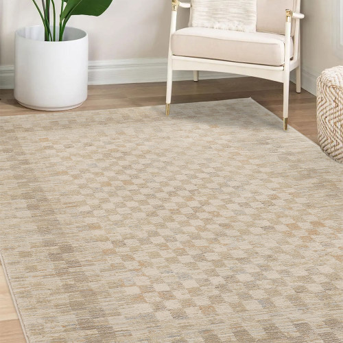 Noah Chequer Natural Beige Rug