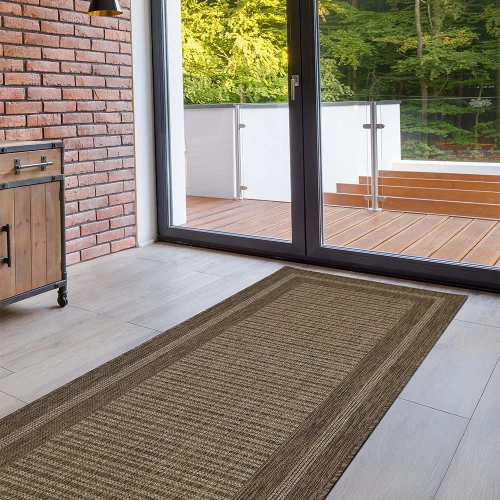 Flatweave Gel Border Latte Rug Runner
