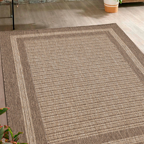 Flatweave Gel Border Latte Rug