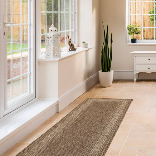 Flatweave Gel Greek Key Latte Rug Runner