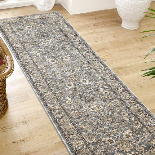 Raja Traditional Grey Rug Runner