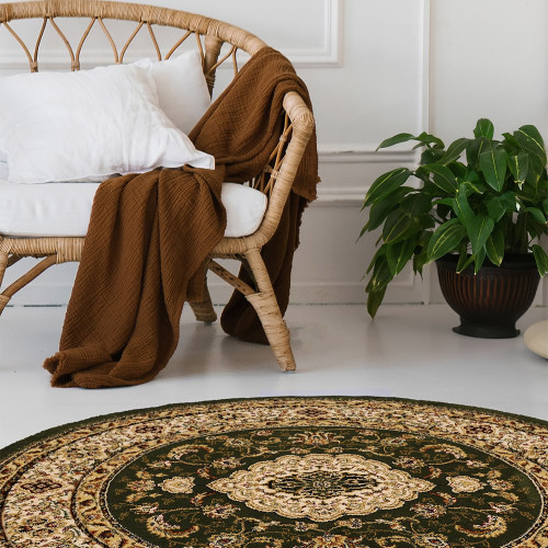 Victoria Traditional Green Circle Rug
