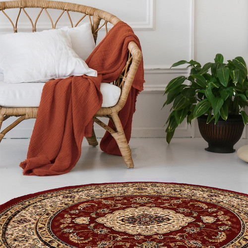 Victoria Traditional Red Circle Rug