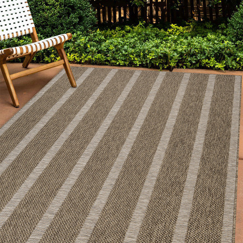 Summer Stripe Natural Garden Rug