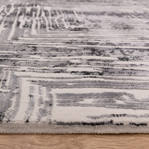 Kuza Portrait Abstract Geo Grey Rug
