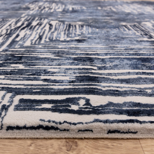 Kuza Portrait Abstract Geo Navy Blue Rug