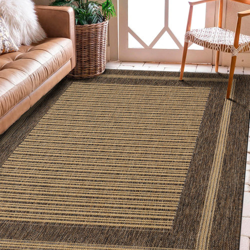 Flatweave Gel Border Natural Rug