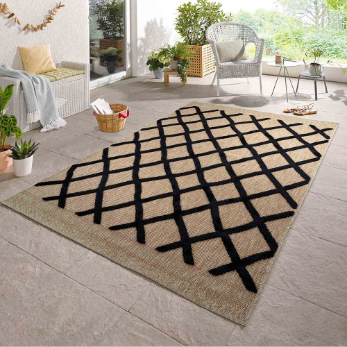 aztec black rug in a living space