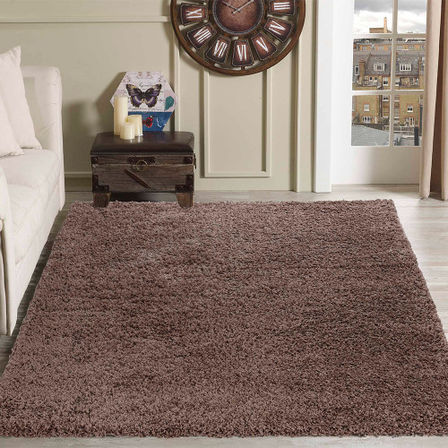 Oxford Plain Shaggy Dark Beige Rug