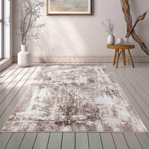 modern abstract acrylic stone rug in a living room
