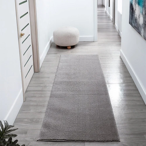 plain grey rug runner hallway